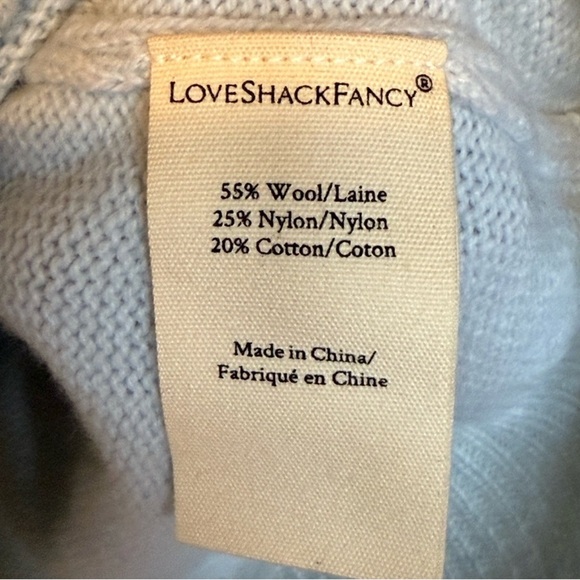 Love Shack Fancy Brandy Lace Long Sleeve Wool Cotton Cardigan Blue Large - Picture 7 of 8